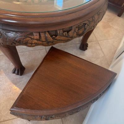 Carved Wooden Table with 4 Chairs