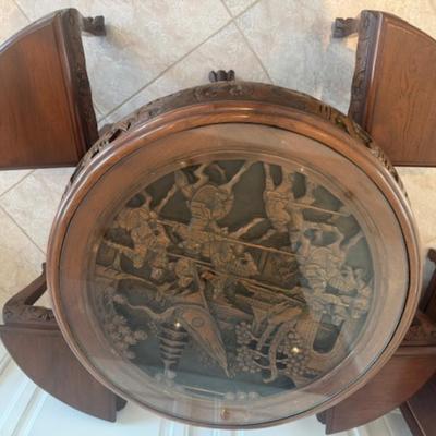 Carved Wooden Table with 4 Chairs