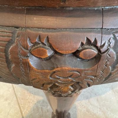 Carved Wooden Table with 4 Chairs