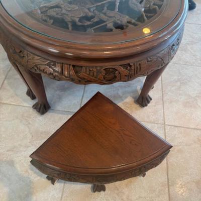 Carved Wooden Table with 4 Chairs