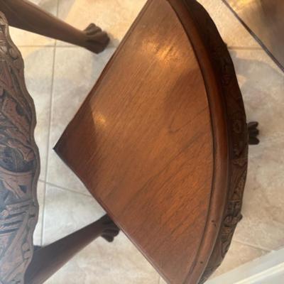 Carved Wooden Table with 4 Chairs