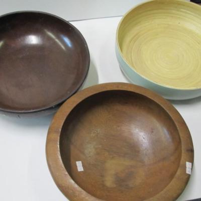 Approx 11" Serving Bowls 2 Are Made Of Wood