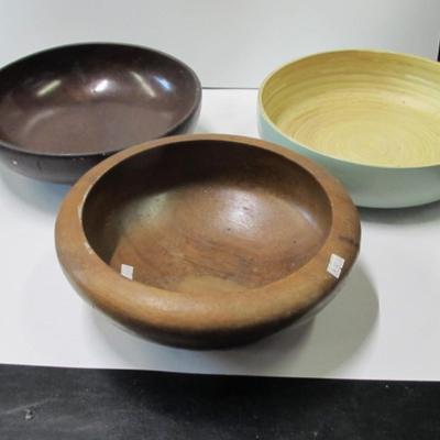 Approx 11" Serving Bowls 2 Are Made Of Wood