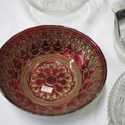 Serving Decor Ombre Silver Rimmed Bowl Divided Relish Dish