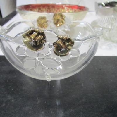 Serving Decor Ombre Silver Rimmed Bowl Divided Relish Dish
