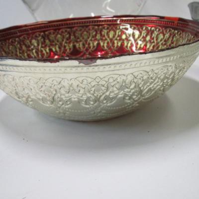 Serving Decor Ombre Silver Rimmed Bowl Divided Relish Dish