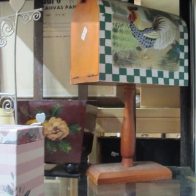 Home Decor Items Table Top Rooster Mail Box Recipe Card Holders