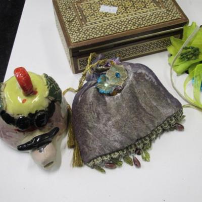Assortment Of Home Decor Trinket Boxes Randall Milk Glass Vases Mask Candle Holders