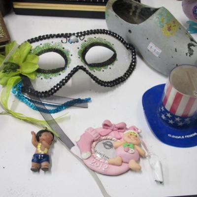 Assortment Of Home Decor Trinket Boxes Randall Milk Glass Vases Mask Candle Holders