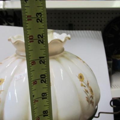 Electric Milk Glass Lamp With Flowers