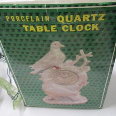 Eleco White Ceramic Clock Birds & Ceramic Vases