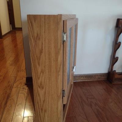 Wooden Wall Cabinet with Double Glass Front Doors