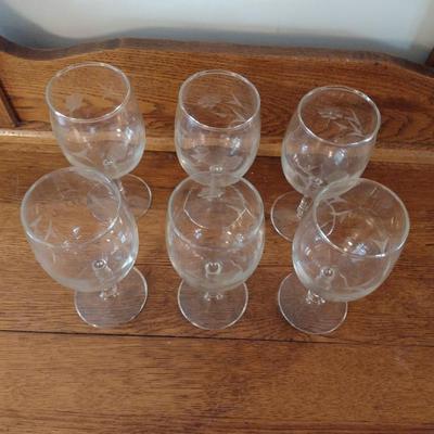 Etched Stemware- 6 Pieces