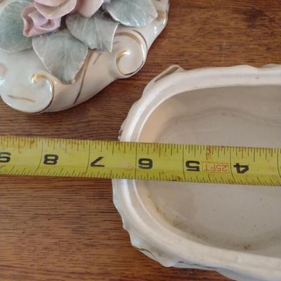 Capodimonte Style Trinket Box and Vase- Rose Motif
