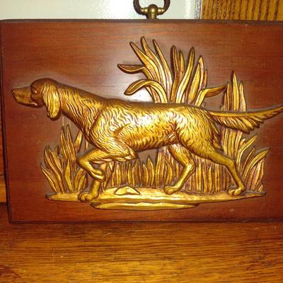 Wall Art- Brass on Wood- Deer and Hunting Dog Designs- Approx 7" x 10"