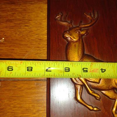 Wall Art- Brass on Wood- Deer and Hunting Dog Designs- Approx 7" x 10"