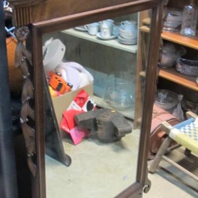 Antique Wooden Frame Mirror 25" x 44"