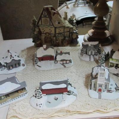 1990's Norman Rockwell Hand Painted Collection & Lighted Christmas House