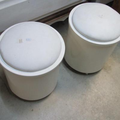 Pair Of White Rolling Stools