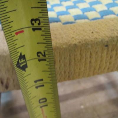 Vintage Wood Foot Stool With Jute Weaving Approx 15 1/2" x 11" x 12"