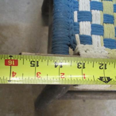 Vintage Wood Foot Stool With Jute Weaving Approx 15 1/2" x 11" x 12"