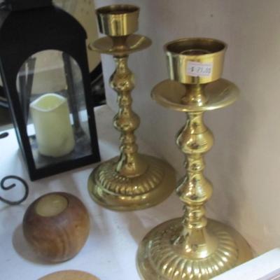 Ceramic Candle Holder Including Dolphins & Brass Candle Holders
