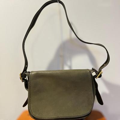 Rare Green Leather Vintage Coach Crossbody Bag Purse