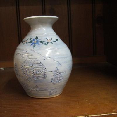 Lick Creek Pottery Vase Signed Artist Vivian Varner 1996 Denton NC 4 1/4" Tall