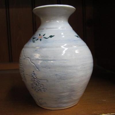 Lick Creek Pottery Vase Signed Artist Vivian Varner 1996 Denton NC 4 1/4" Tall