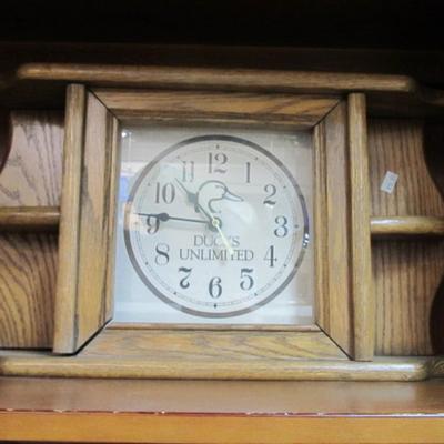 Ducks Unlimited Wall Mantle Analog Clock Wood Shelves