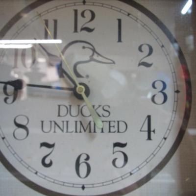 Ducks Unlimited Wall Mantle Analog Clock Wood Shelves