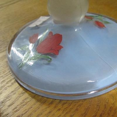 Vintage Pressed Glass Floral Candle Holders Approx 4" Tall