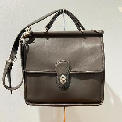 Vintage Coach Gray Leather "Willis" Top Handle Crossbody Bag Purse