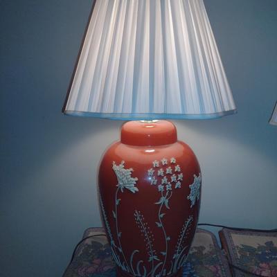 Vintage Ginger Jar Style Table Top Lamp with Shade- Approx 26 1/4" Tall
