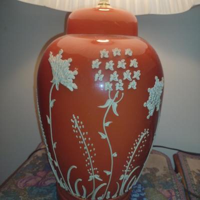 Vintage Ginger Jar Style Table Top Lamp with Shade- Approx 26 1/4" Tall