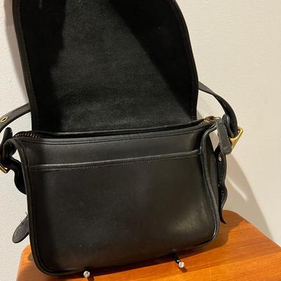 Vintage Black Leather Coach Bag Purse Crossbody