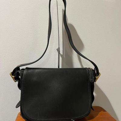 Vintage Black Leather Coach Bag Purse Crossbody