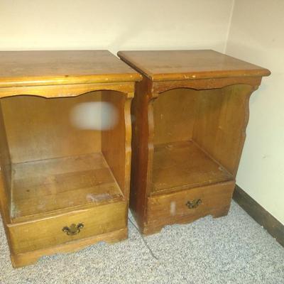 Pair of Wood Side Tables with Drawer- Approx 15 1/2" x 12 1/2" x 23 1/4" Tall