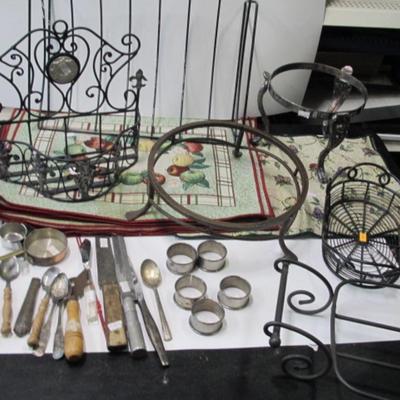 Vintage Fuller Brush Letter Opener Silverware Napkin Rings Metal Baskets