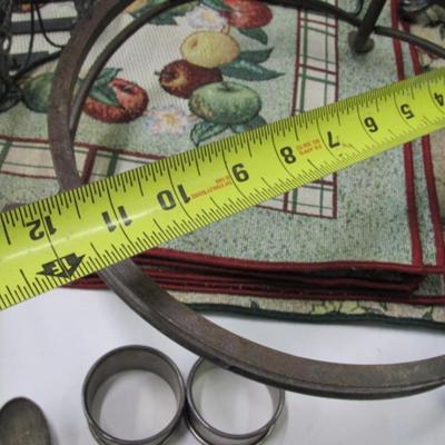 Vintage Fuller Brush Letter Opener Silverware Napkin Rings Metal Baskets
