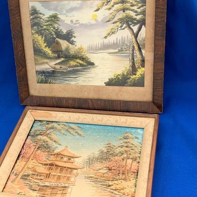 Early Hand Stitched Asian Scenes