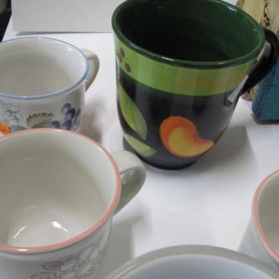 Hand Made Rise & Grind Mug Holder With An Assortment Of Mugs