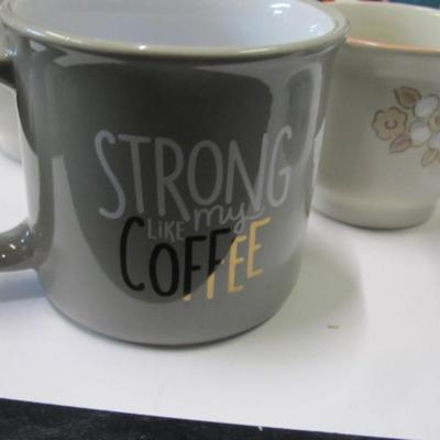 Hand Made Rise & Grind Mug Holder With An Assortment Of Mugs