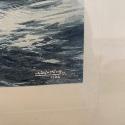 1925 J. Spurling Framed Litho “Lightning” Printed In England
