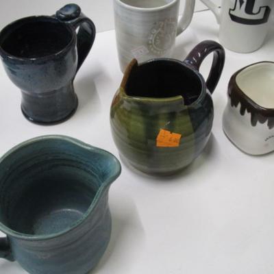 Assortment Of Signed Ceramic & Pottery Stoneware Mugs Creamers