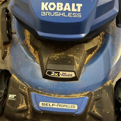 Kobalt 24-volt 20" Cordless Push Lawn Mower w Bag, 2 Batteries, Charger- Tested