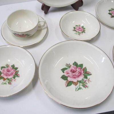 37 - Pieces Of Paden City Pottery American Rose Vintage Gold Rim USA
