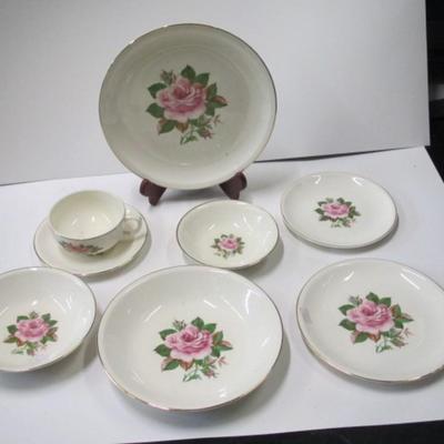 37 - Pieces Of Paden City Pottery American Rose Vintage Gold Rim USA