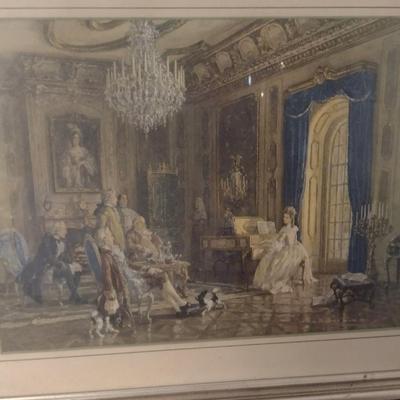 Framed Vernon de Beauvoir Ward Hand Colored Print- Approx 21 3/4" x 17 3/4"