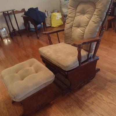 Wooden Glider Chair with Ottoman